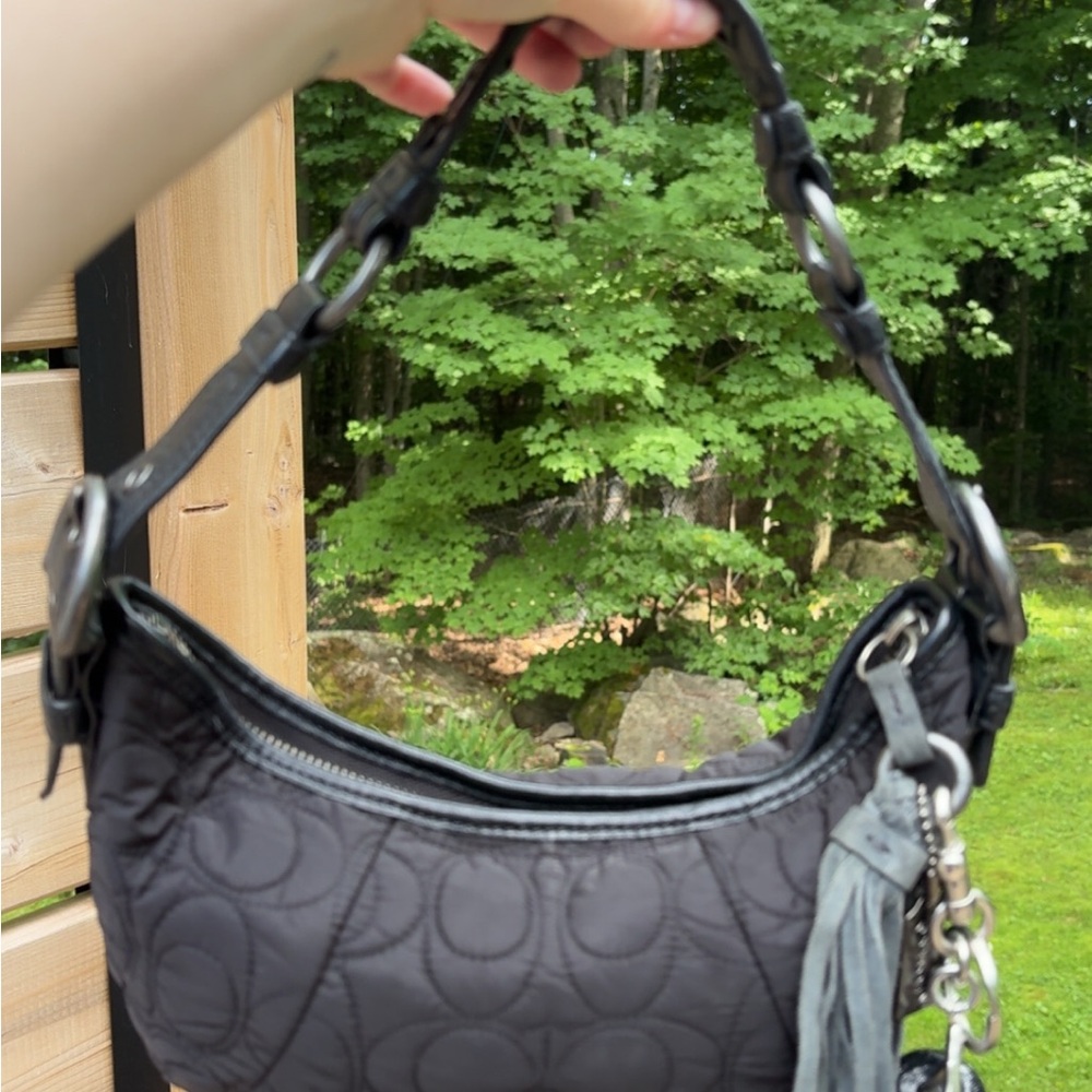 COPY - Coach Black Shoulder Bag with Signature Pattern